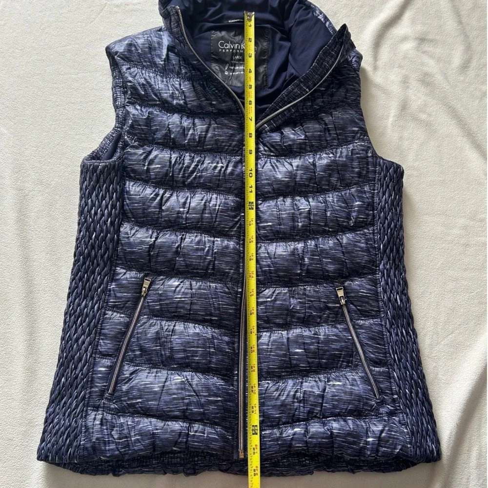 Calvin Klein Performance Premium Down Puffer Vest Womens Large Blue‎ Space Dye